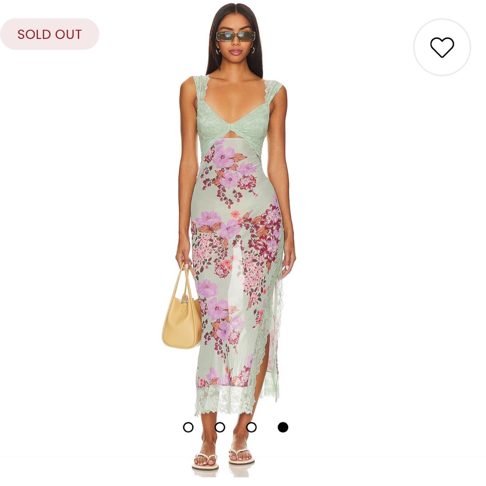Revolve x Intimately Free People Suddenly Fine Maxi Slip Dress In Sage Combo NWT